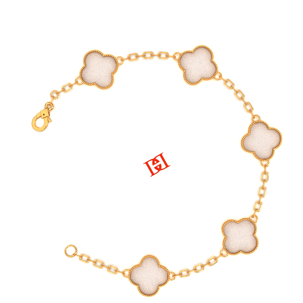 Luxury Clover Bracelet in 925 Sterling Silver Gold Plated, Designer Inspired Station Bracelet, Minimal Elegant Jewelry