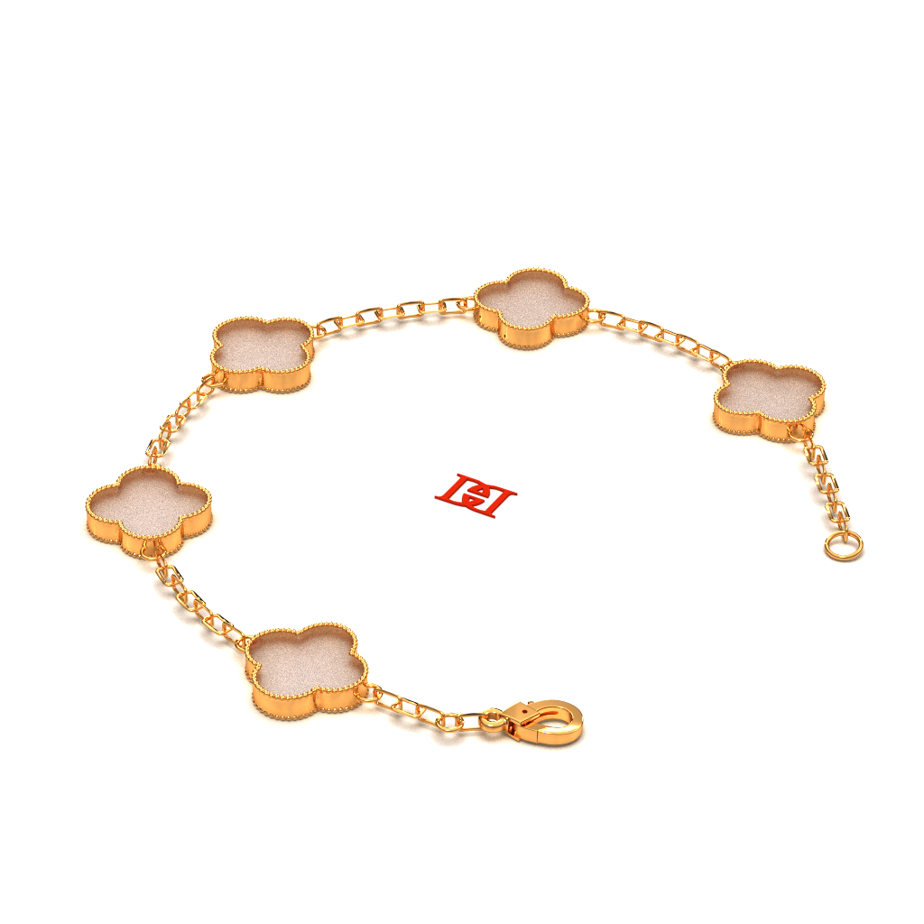 Luxury Clover Bracelet in 925 Sterling Silver Gold Plated, Designer Inspired Station Bracelet, Minimal Elegant Jewelry