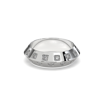 Sterling Silver Square Diamond Band Ring, Modern Unisex Jewelry