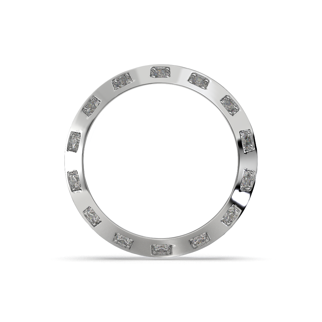 Sterling Silver Square Diamond Band Ring, Modern Unisex Jewelry