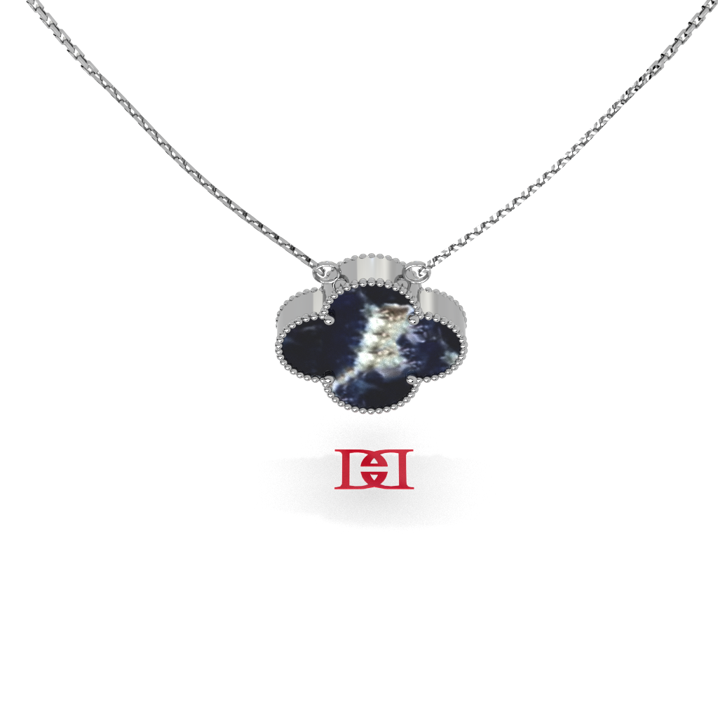 Luxury Clover Pendant Necklace in 925 Sterling Silver with Diamond Accents, Elegant Statement Jewelry, Minimalist Designer Silver Pendant