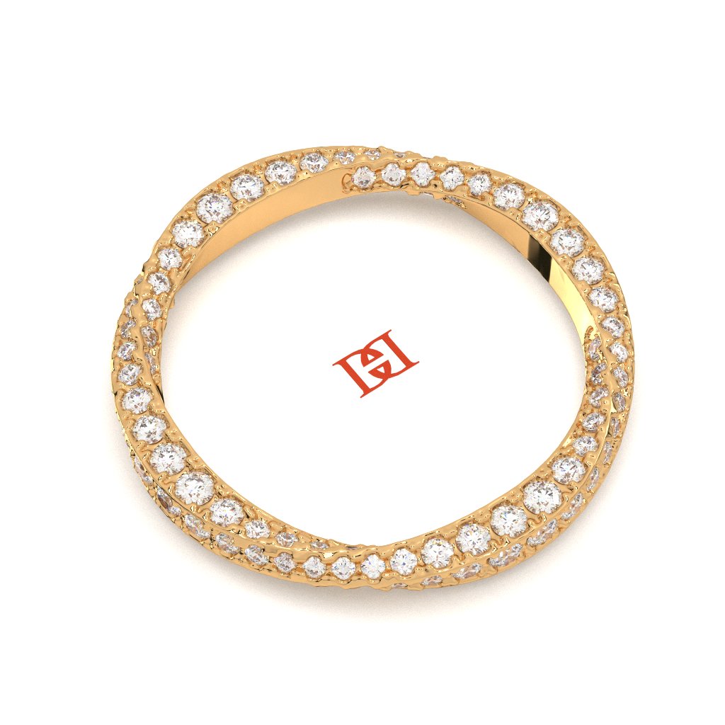 925 Sterling Silver Diamond Eternity Band Ring, White Diamond Pavé Ring, Minimal Luxury Stackable Ring