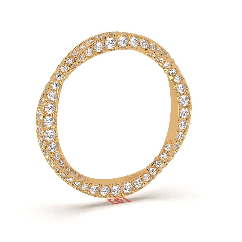 925 Sterling Silver Diamond Eternity Band Ring, White Diamond Pavé Ring, Minimal Luxury Stackable Ring