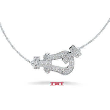 Luxury Diamond Buckle Pendant Necklace 925 Sterling Silver White Diamond Pavé Designer Statement Jewelry Gift