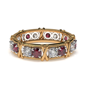 Vijay Deverakonda'S Ring | 16 Stone X Crown Ring | Gold | Diamond (Certified) + Ruby