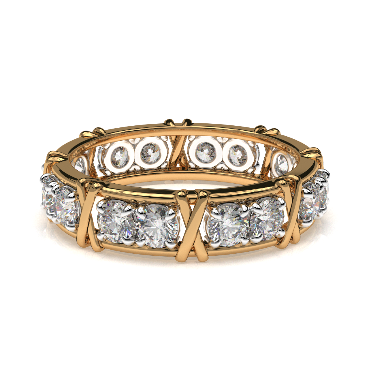 Vijay Deverakonda'S Ring | 16 Stone X Crown Ring | Yellow | Diamond (Certified)