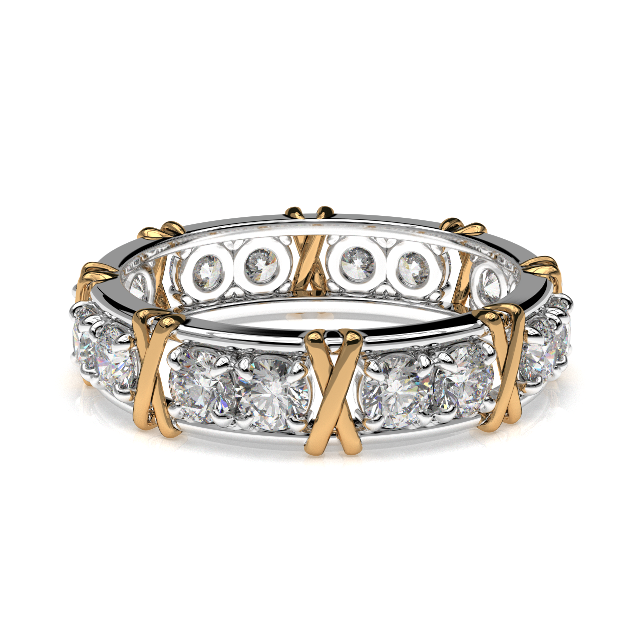 Vijay Deverakonda‘S Ring | 16 Stone X Crown Ring | Yellow + White | Diamond (Certified)