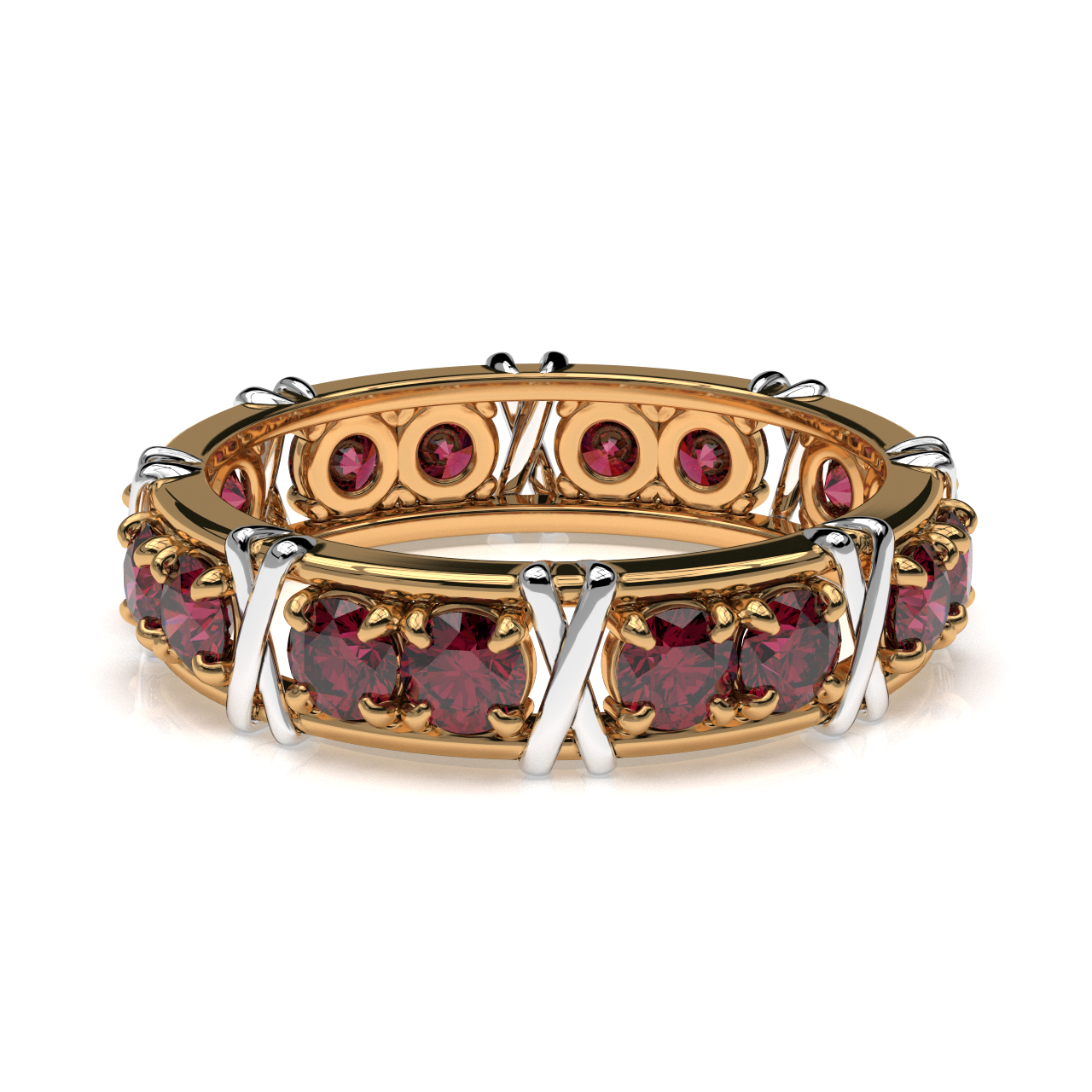 Vijay Deverakonda'S Ring | 16 Stone X Crown Ring | Yellow + White | Ruby