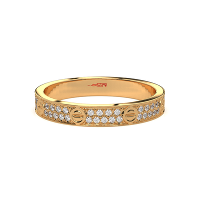 925 Sterling Silver Pave Screw Motif Ring Luxury Minimal Band Elegant Wedding Anniversary Statement Ring