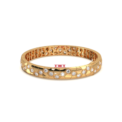 Luxury Silver Diamond Bangle Bracelet | Diamond Hexagon Bracelet | 925 Sterling Silver Gold Finish Bracelet | Designer Statement Jewelry