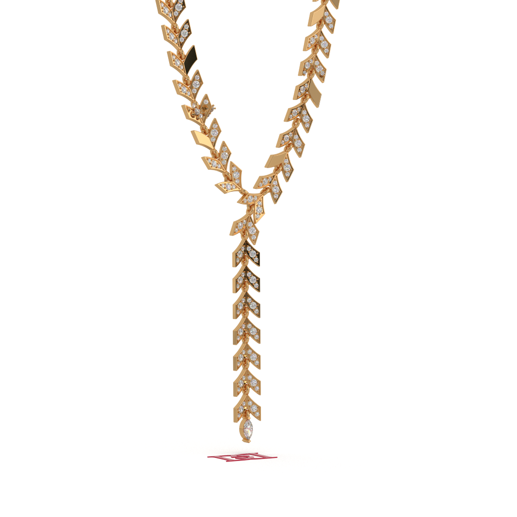 Luxury Leaf Diamond Necklace 925 Sterling Silver | Designer Drop Necklace | White Diamond Fine Jewelry | Handmade Statement Necklace