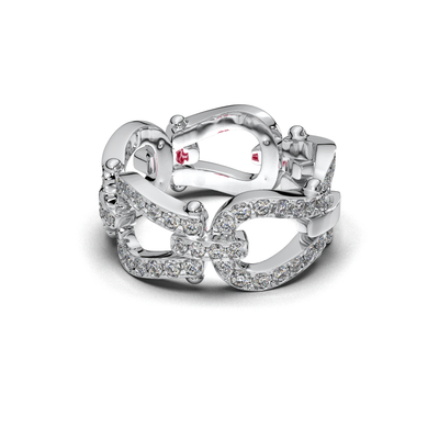 Luxury Diamond Link Ring in 925 Sterling Silver, Movable Chain Style Ring, Modern Statement Diamond Ring, High End Designer Jewelry