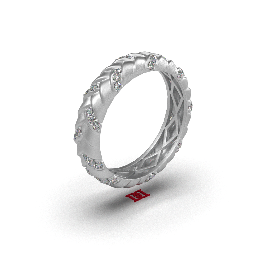 Luxury Silver Diamond Twisted Band Ring | White Diamond Eternity Ring | 925 Sterling Silver Designer Ring | Elegant Statement Jewelry