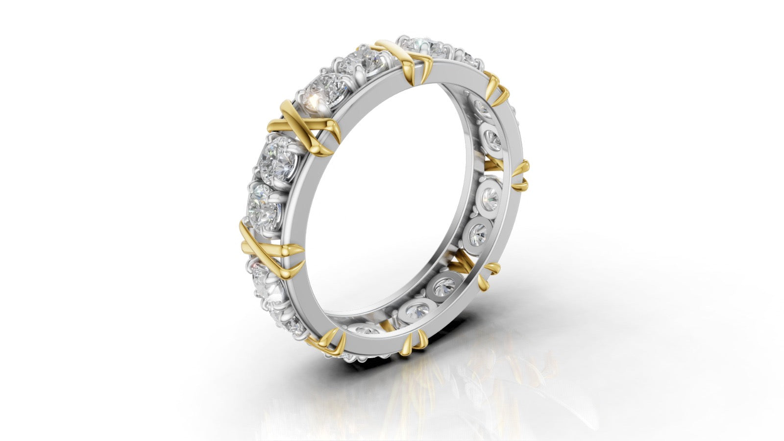 Vijay Deverakonda'S Ring | 16 Stone X Crown Ring | Yellow + White | Diamond (Certified)