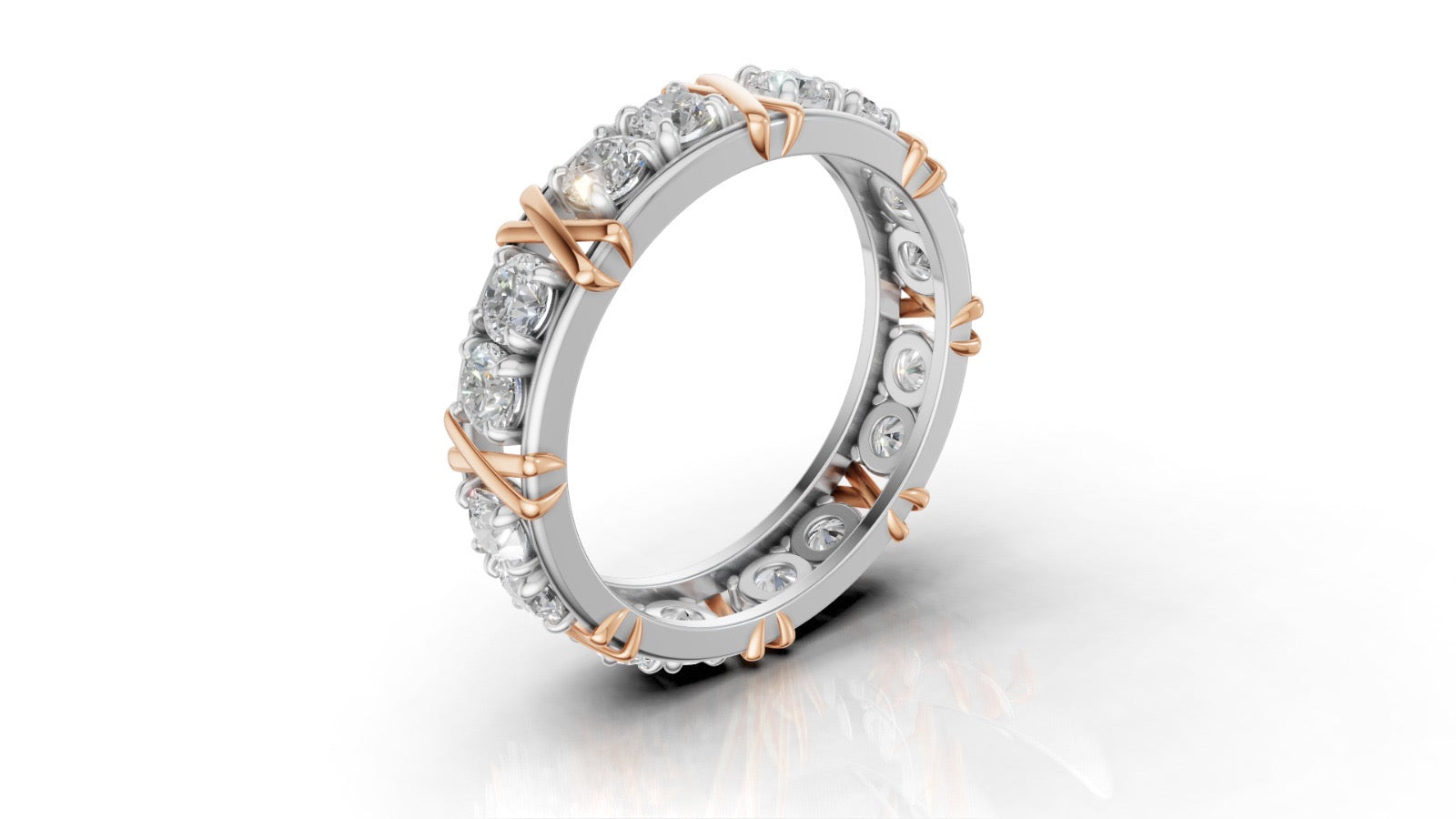 Vijay Deverakonda'S Ring | 16 Stone X Crown Ring | Rose Gold + White | Diamond (Certified)