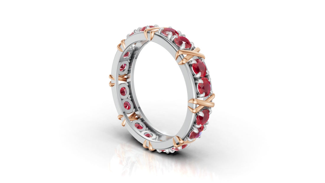 Vijay Deverakonda'S Ring | 16 Stone X Crown Ring | Rose Gold + White | Ruby