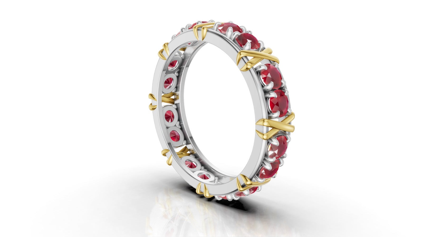 Vijay Deverakonda'S Ring | 16 Stone X Crown Ring | Yellow + White | Ruby