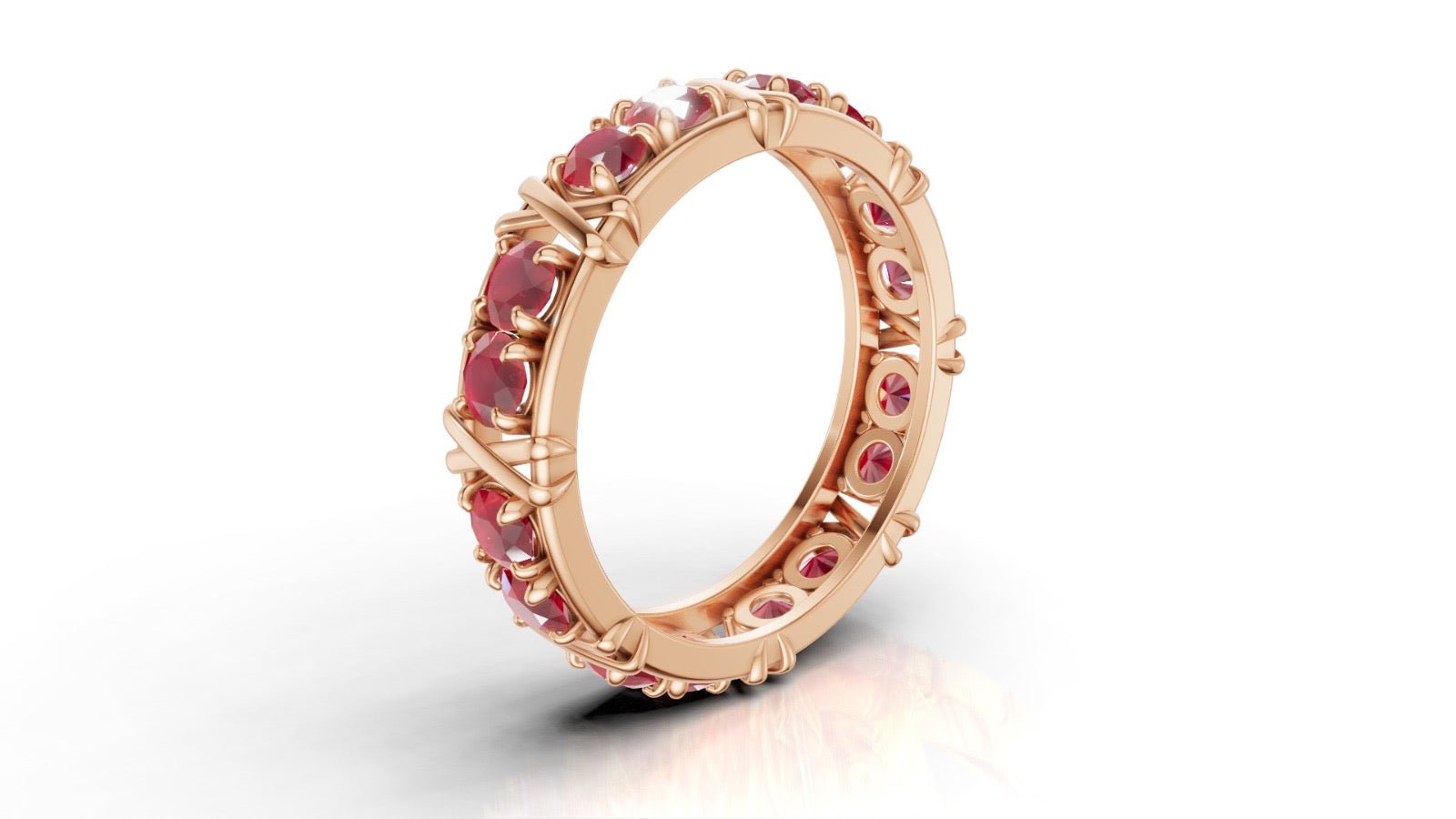 Vijay Deverakonda'S Ring | 16 Stone X Crown Ring | Rose Gold | Ruby