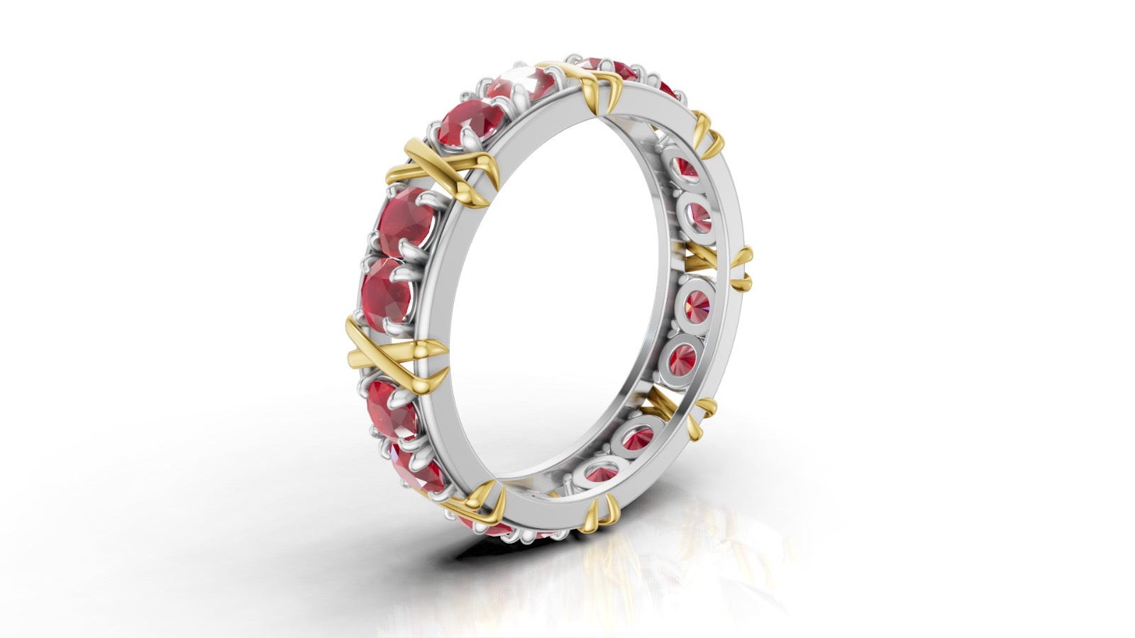 Vijay Deverakonda'S Ring | 16 Stone X Crown Ring | Yellow + White | Ruby