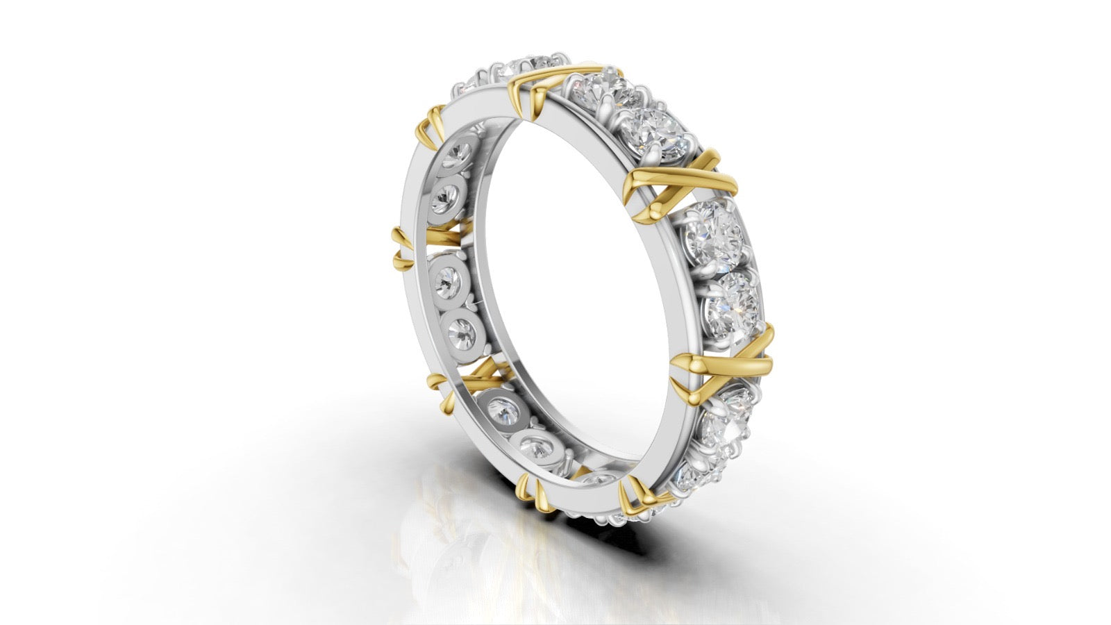 Vijay Deverakonda'S Ring | 16 Stone X Crown Ring | Yellow + White | Diamond (Certified)