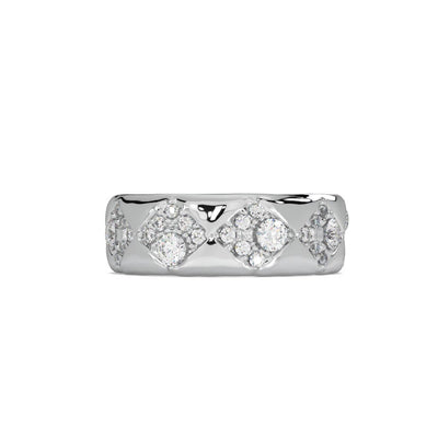 Luxury Silver Diamond Band Ring | White Diamond Designer Ring | 925 Sterling Silver Statement Ring | Elegant Modern Jewelry