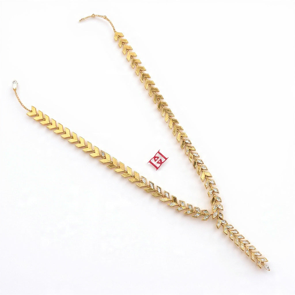 Luxury Leaf Diamond Necklace 925 Sterling Silver | Designer Drop Necklace | White Diamond Fine Jewelry | Handmade Statement Necklace