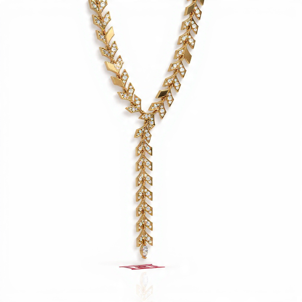 Luxury Leaf Diamond Necklace 925 Sterling Silver | Designer Drop Necklace | White Diamond Fine Jewelry | Handmade Statement Necklace