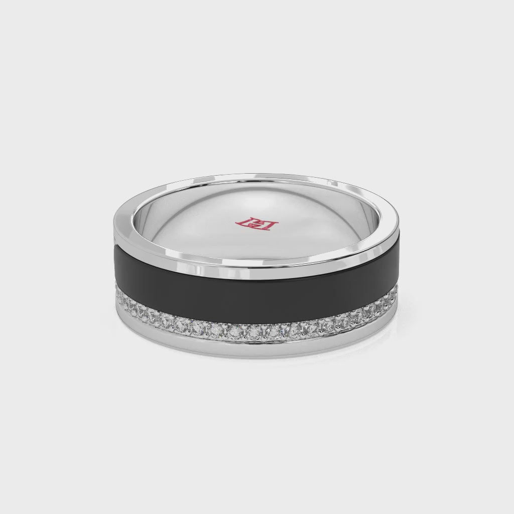 Sterling Silver Diamond Band Ring | Black wooden, Unisex Wedding Jewelry