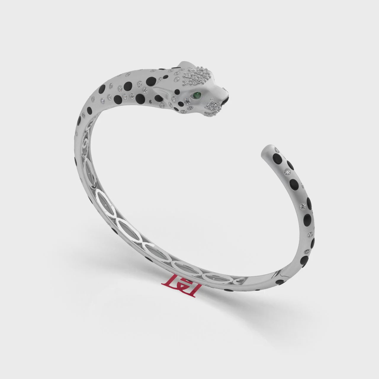 925 Sterling Silver Leopard Cuff Bracelet Luxury Panther Open Bangle Statement Designer Jewelry