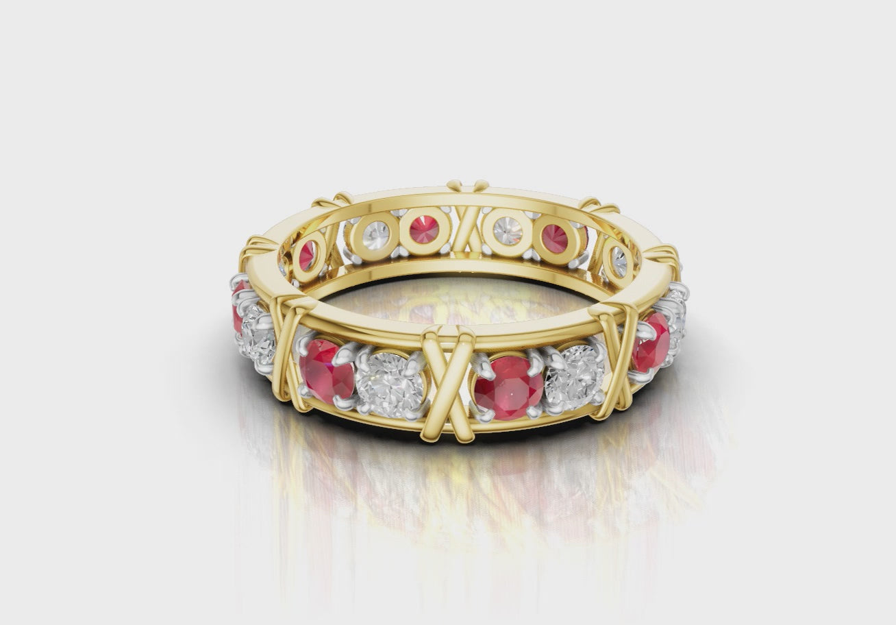 Vijay Deverakonda'S Ring | 16 Stone X Crown Ring | Gold | Diamond (Certified) + Ruby