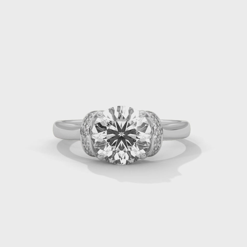 Round Brilliant Diamond Engagement Ring in 14K White Gold – 1.50 Carat Centre Stone