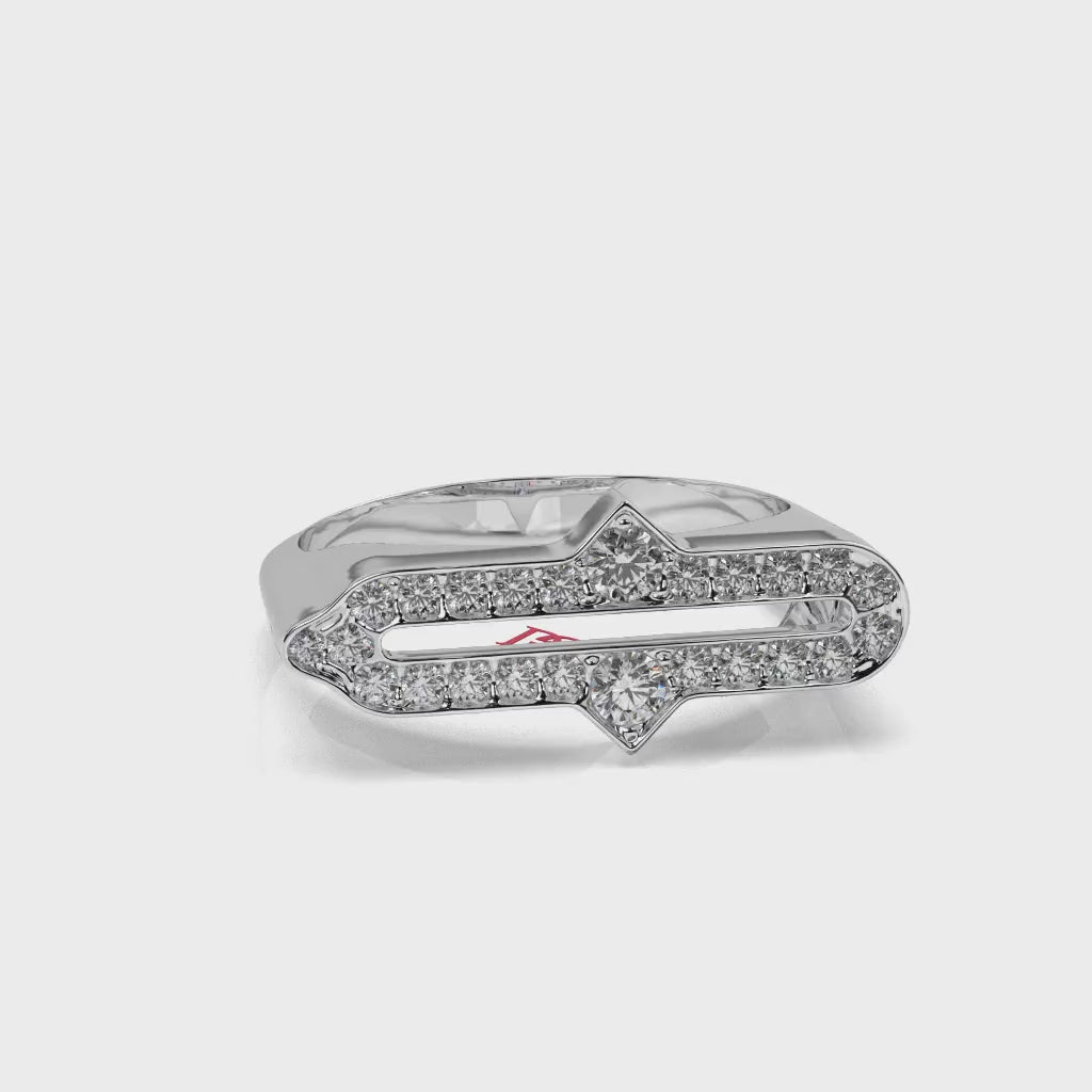 925 Sterling Silver Diamond Statement Ring | Modern Open Band