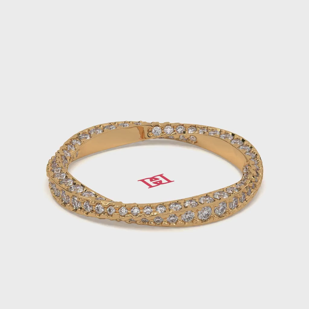 925 Sterling Silver Diamond Eternity Band Ring, White Diamond Pavé Ring, Minimal Luxury Stackable Ring