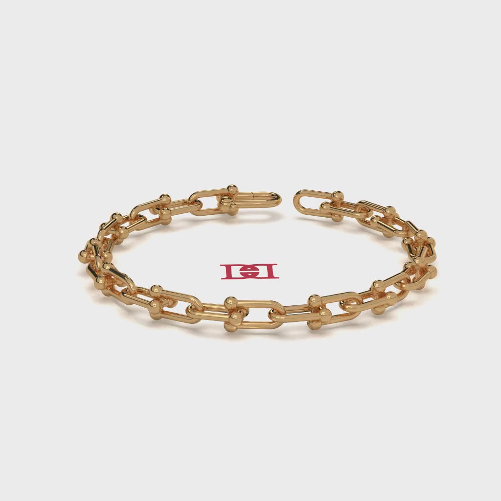 925 Sterling Silver Gold Plated Chain Link Bracelet - Minimalist Unisex Jewelry