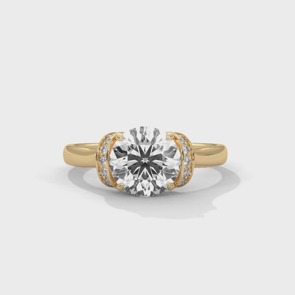 Round Brilliant Diamond Gold Engagement Ring – 1.50 Carat Centre Stone in 14K Yellow Gold