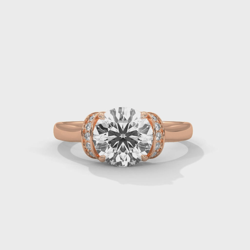 Round Brilliant Diamond Engagement Ring in 14K Rose Gold – 1.50 Carat Centre Stone