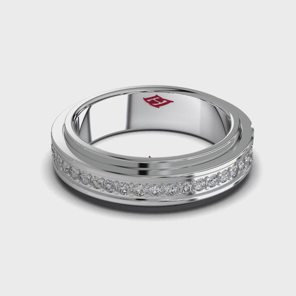 Sterling Silver Diamond Band Ring, Modern Eternity Design