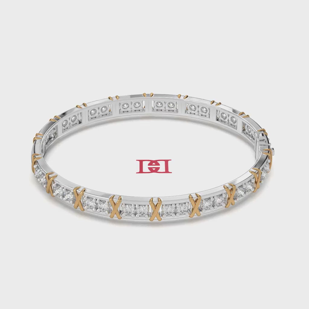 925 Sterling Silver Diamond Bangle Bracelet, Elegant Statement Jewelry