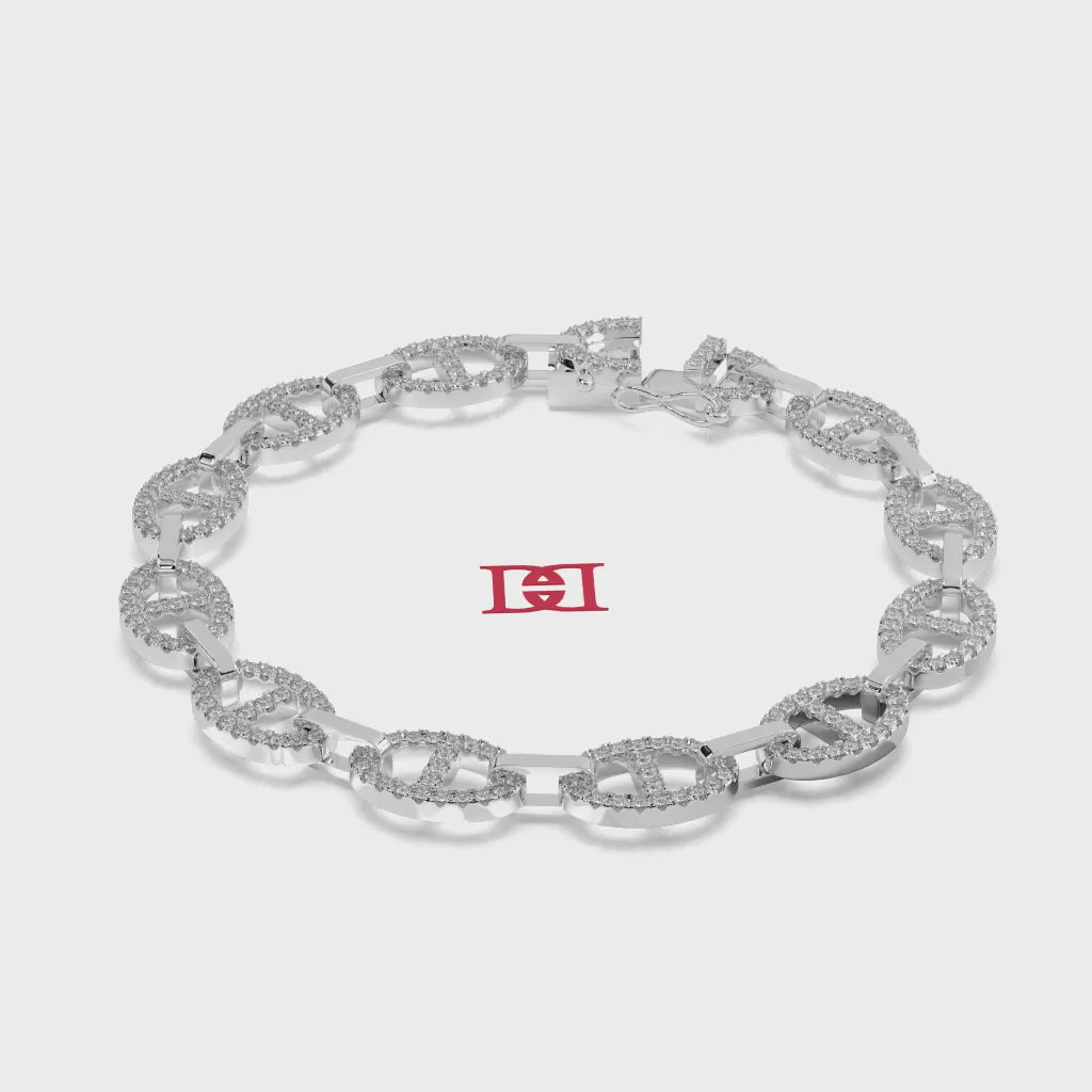 925 Sterling Silver Diamond Link Bracelet, Luxury Chain Bracelet, Elegant Everyday Jewelry