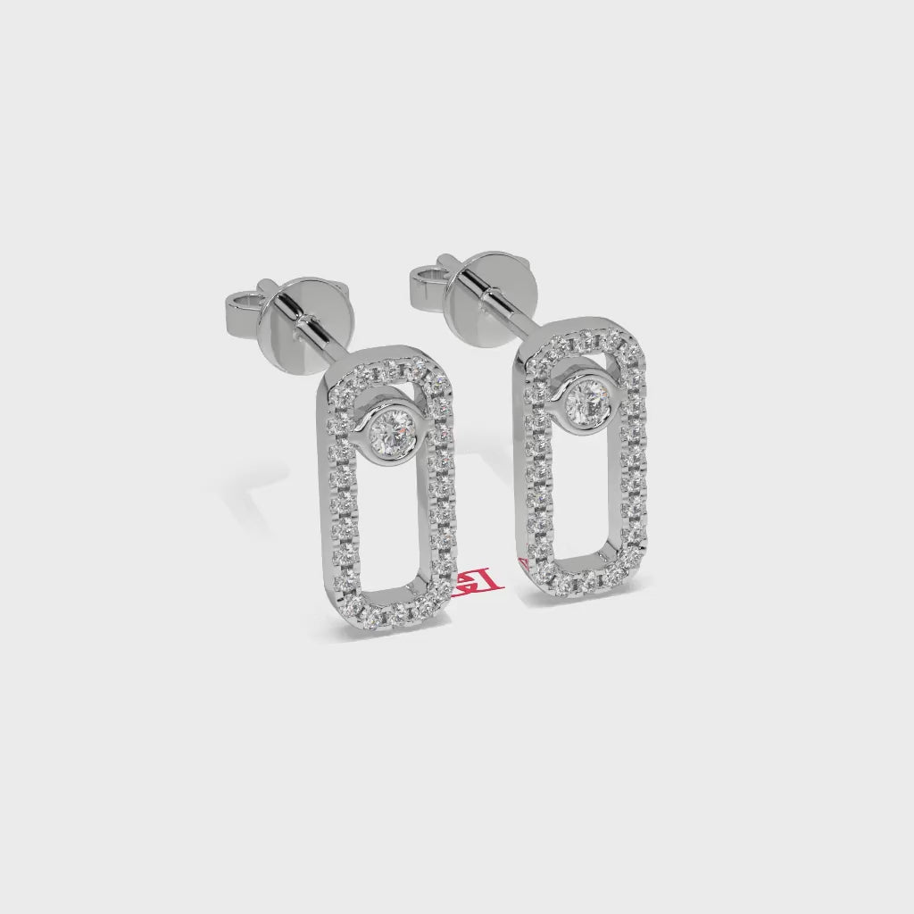 925 Sterling Silver Halo Drop Earrings Rectangle Dangle Stud Earrings Elegant Diamond Look Bridal Jewelry Gift for Her