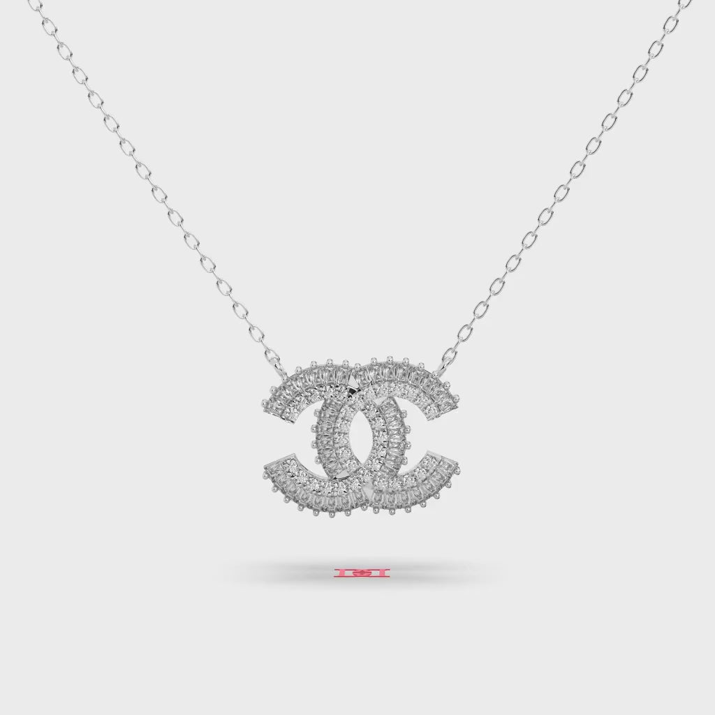 Luxury Silver C Pendant White Color High Polish Mirror Finish Premium Designer Jewelry Elegant Statement Necklace Gift For Her