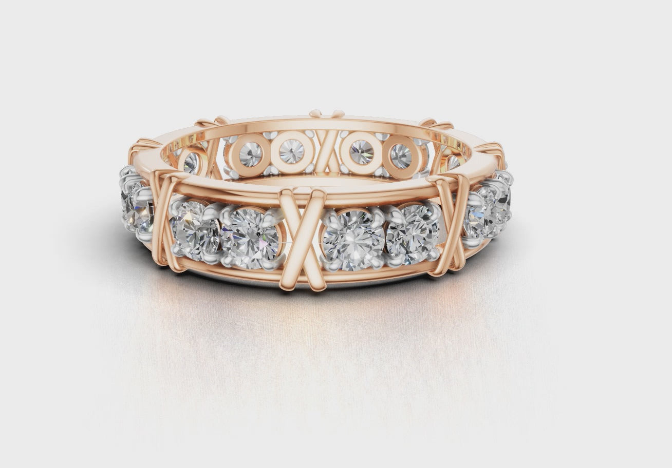 Vijay Deverakonda'S Ring | 16 Stone X Crown Ring | Rose Gold | Diamond (Certified)