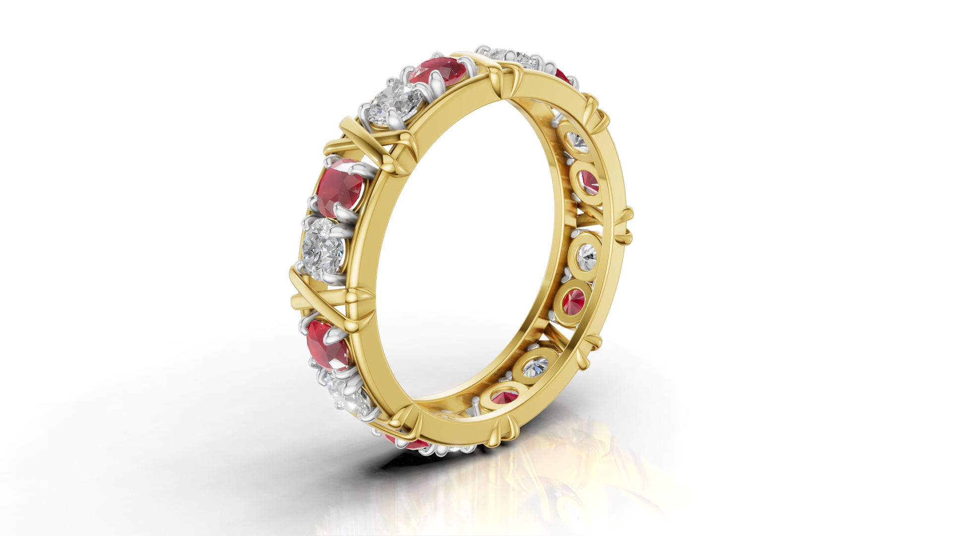 Vijay Deverakonda'S Ring | 16 Stone X Crown Ring | Gold | Diamond (Certified) + Ruby