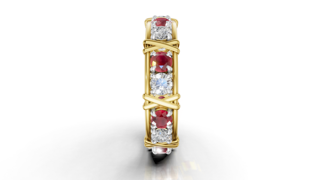 Vijay Deverakonda'S Ring | 16 Stone X Crown Ring | Gold | Diamond (Certified) + Ruby