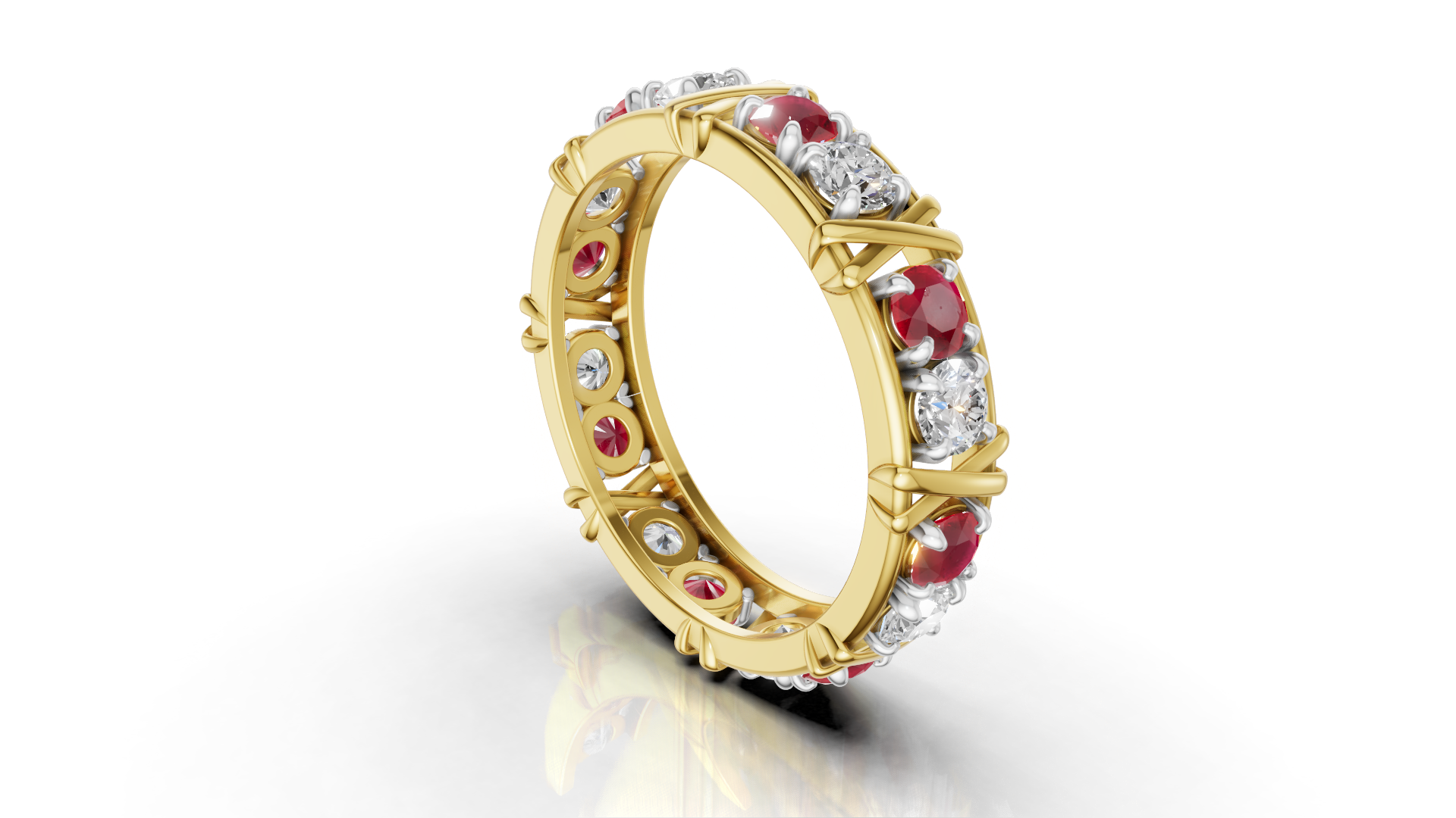 Vijay Deverakonda'S Ring | 16 Stone X Crown Ring | Gold | Diamond (Certified) + Ruby